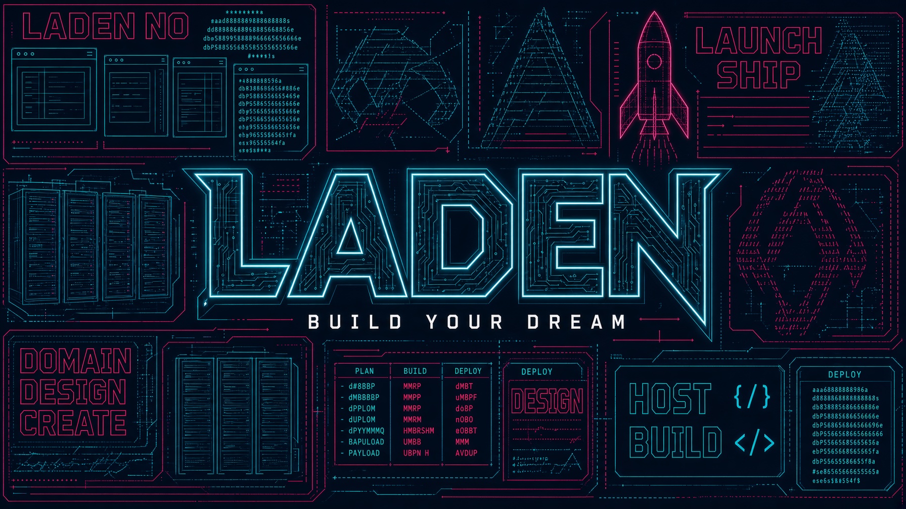 Laden cyan circuit-board rocket wallpaper